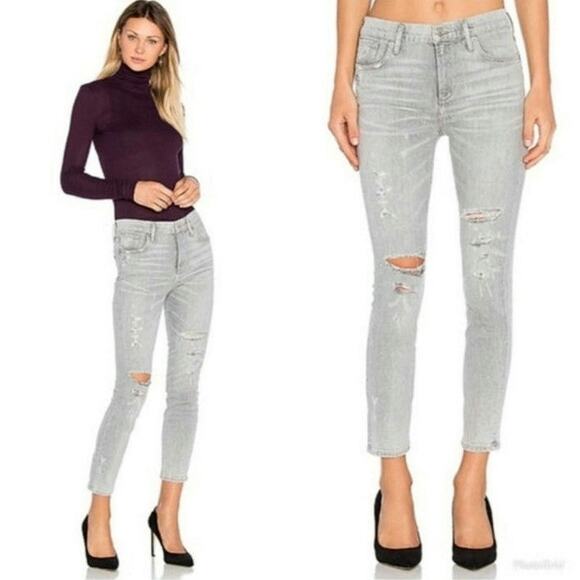 AGOLDE Feel Good High Rise Distressed Skinny Slim Denim Jean Light Gray Size 29 - Picture 11 of 16